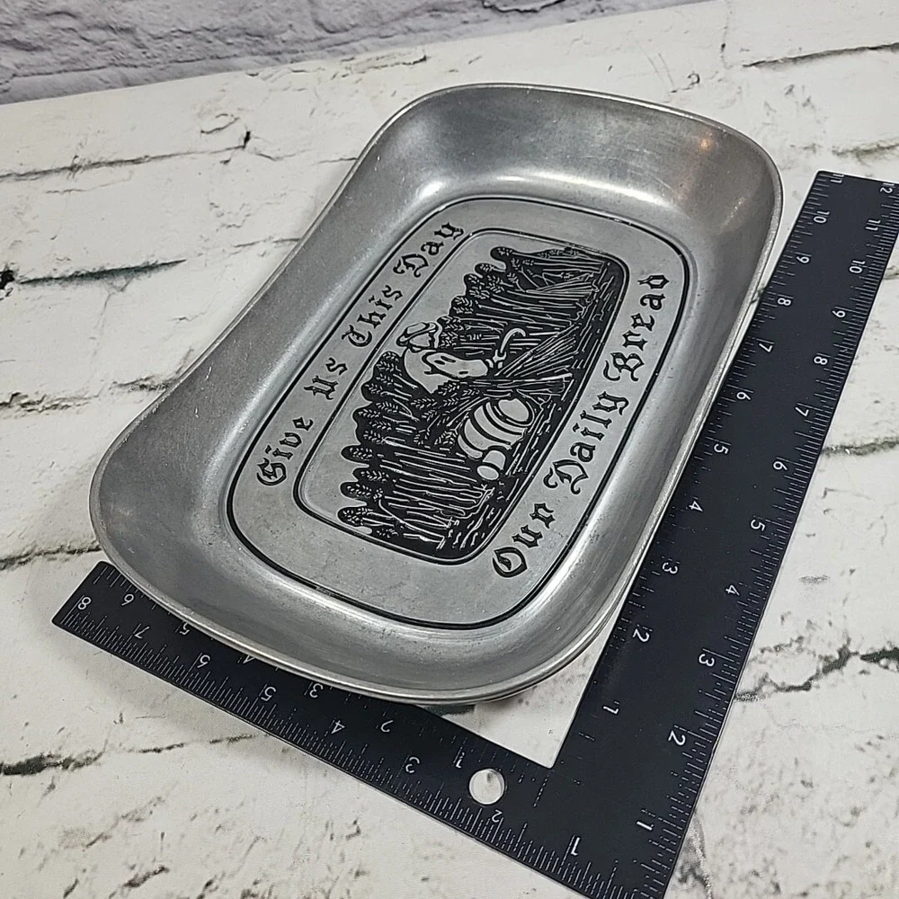 Wilton Armetale RWP Pewter Bread Tray Platter Give Us This Day Our Daily Bread